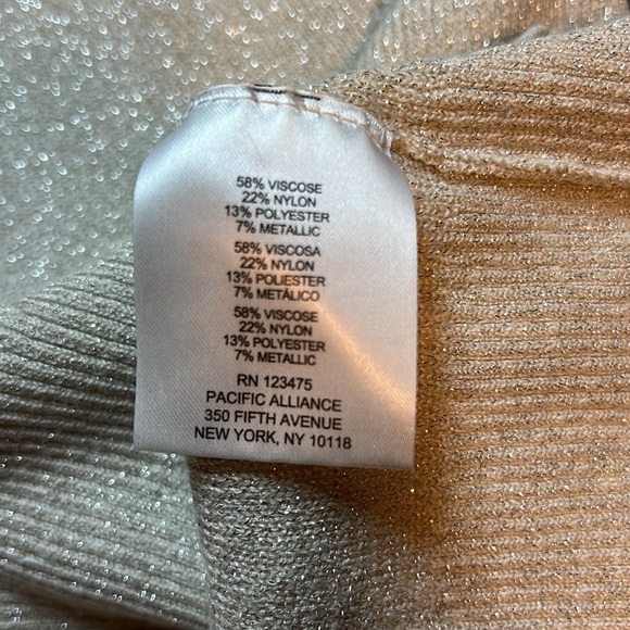 ELLEN Tracy Crew Neck Gold Sparkle Sweater Size Large - Picture 8 of 9